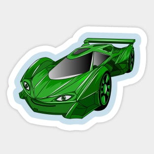 Green sports car with airfoil illustration Sticker